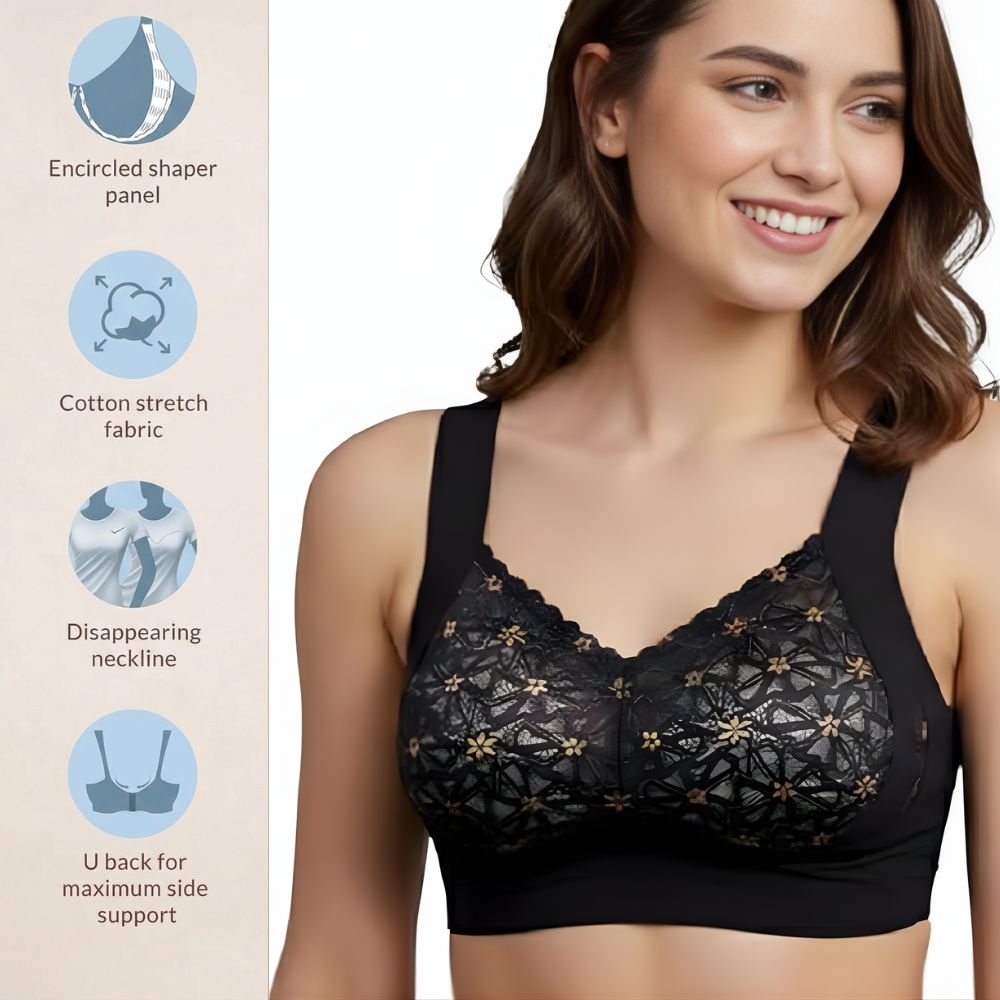 Black & Gold Lace Bra